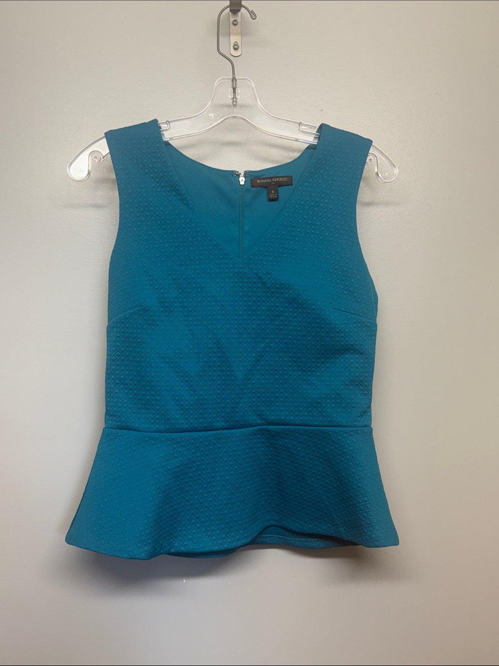 Banana Republic Teal Peplum V-Neck Sleeveless Top